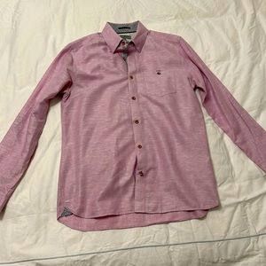 Ted Baker - Size 3 - Pink Linen Blend - Dress Shirt With Sleve Ties.